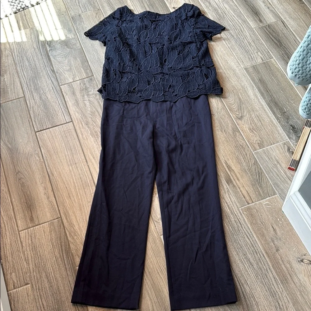 Tory‎ Burch Woman's Navy Blue Avalon Jumpsuit Lace Sz 4